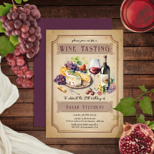 Convite Provando de vinho Charcuterie italiano 50.o aniver