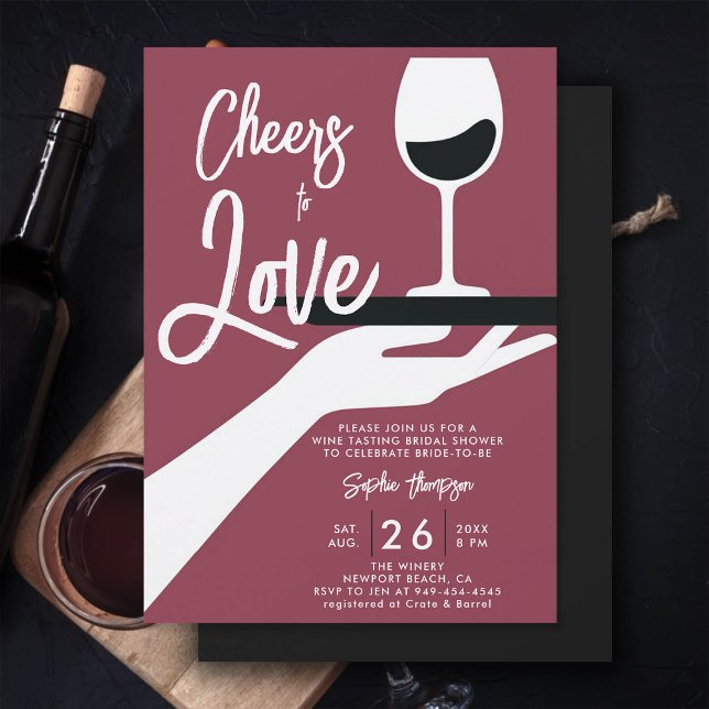 Convite Provando De Vinho Elegante Chá de panela De Vinhos (wine tasting bridal shower invitation red wine winery vintage retro minimalist)
