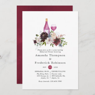 Convite Provando de vinho Jante para ensaio de borgonha e 