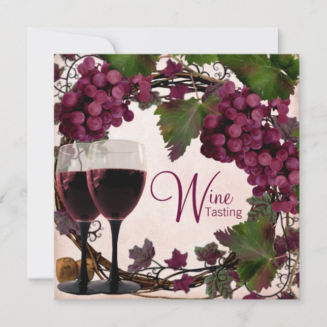 Convite Provando de vinho Vintage Red Green Vintage (Frente)