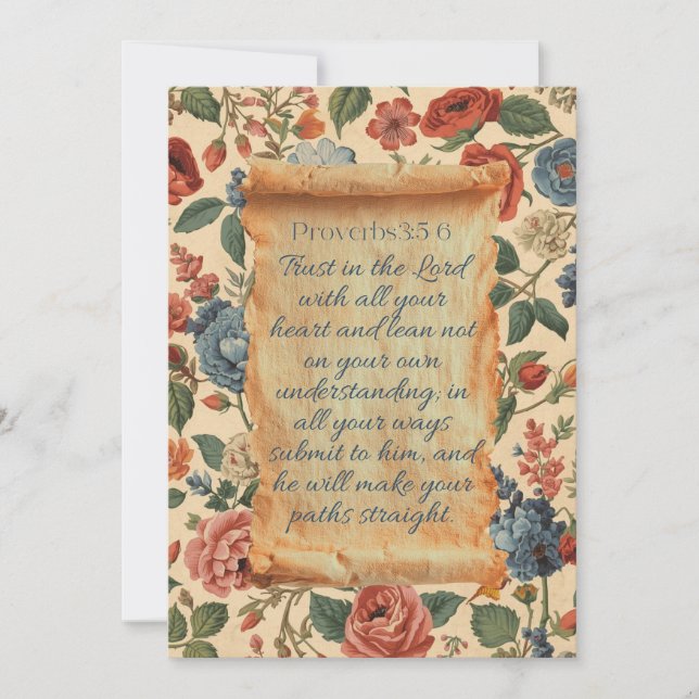 Convite Provérbios 3:5–6 Confie no Senhor Versículo da Bíb (Frente)