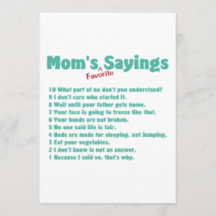 Convite Provérbios favoritos da mãe em presentes para el