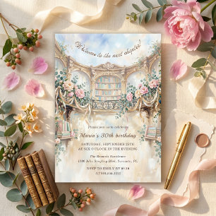 Convite Próximo Capítulo Romântico Floral Biblioteca Anive