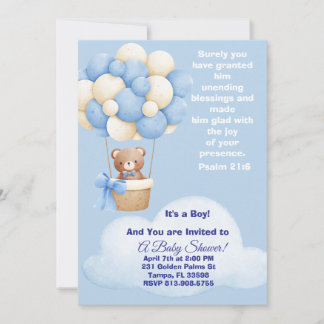 Convite Psalm 21:6 Boy Baby Shower Invitation