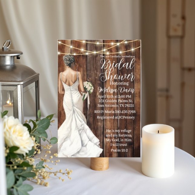 Convite Psalm 91:2 Bridal Shower Invitation (Personalize this beautiful Psalm 91 bridal shower invitation. )