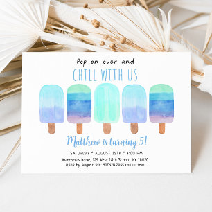 Convite Psicle Blue Ombre Chill Com Nós Aniversário