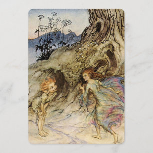 Convite "Puck and a Fairy" Watercolor de Arthur Rackham