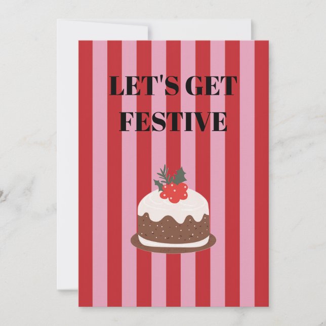 Convite Pudim de Natal rosa e vermelho (Frente)