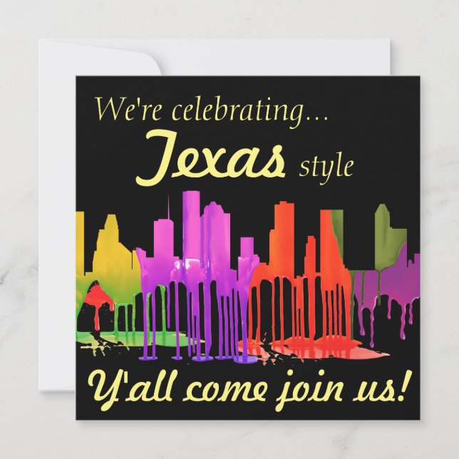 CONVITE PUDLES DE HOUSTON TEXAS SKYLINE - (Frente)