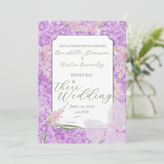 Convite Puerto Madero Vintage Sheer Blush laço em Sage