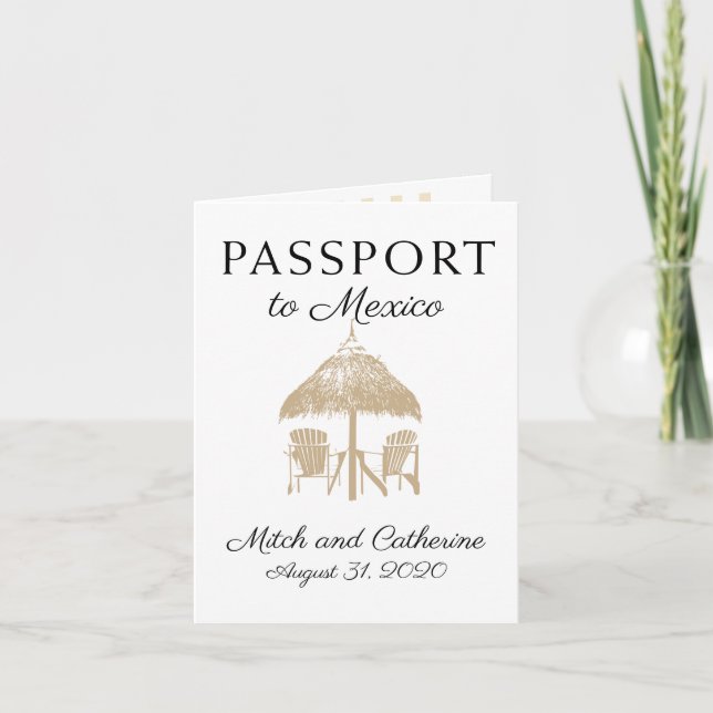 Convite Puerto Penasco Mexico Tan Passport Wedding (Frente)