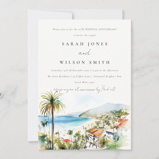 Convite Puerto Vallarta México Casamento Aniversário de Ca (Frente)