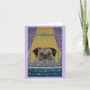 Convite Pug assistindo a nevar