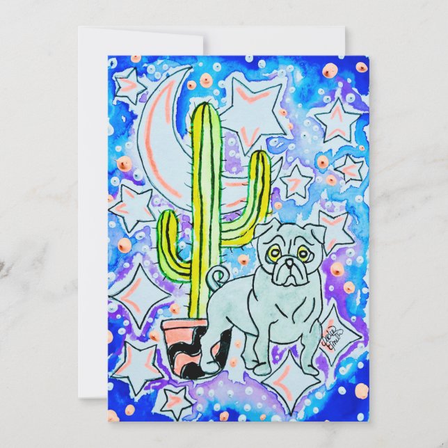 Convite Pug & Cactus (Frente)