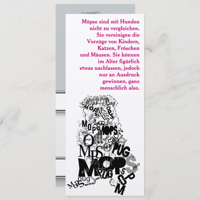 Convite Pug Dog Invants (Frente/Verso)