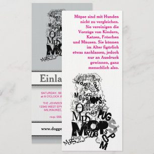 Convite Pug Dog Invants