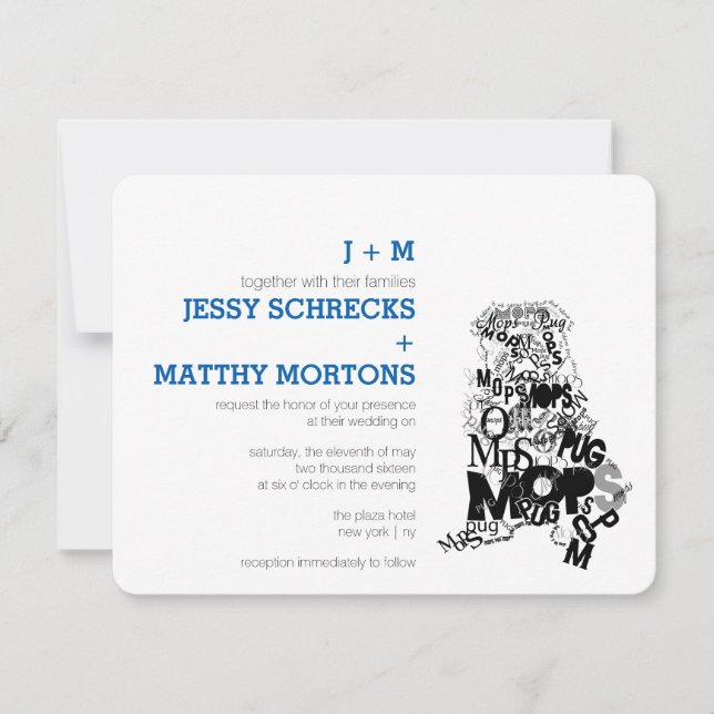 Convite Pug dos tipos (Frente)