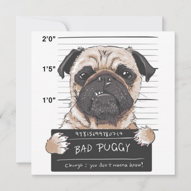 Convite Pug Gato (Frente)