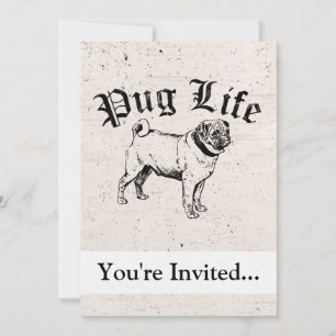 Convite Pug Life Funny Dog Gangster
