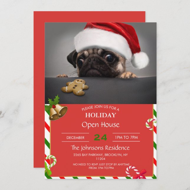 Convite Pug Natal (Frente/Verso)