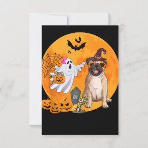 Convite Pug Sunglass Figurume Witeen Boo Ghost T