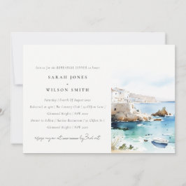 Convite Puglia Italy Watercolor Landscape Rehearsal Dinner