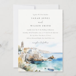 Convite Puglia, Italy Watercolor Landscape Wedding