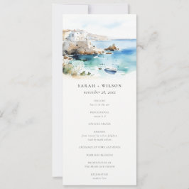 Convite Puglia, Italy Watercolor Landscape Wedding Program