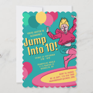 Convite Pule para 10 garotas do partido Trampoline 10º ani