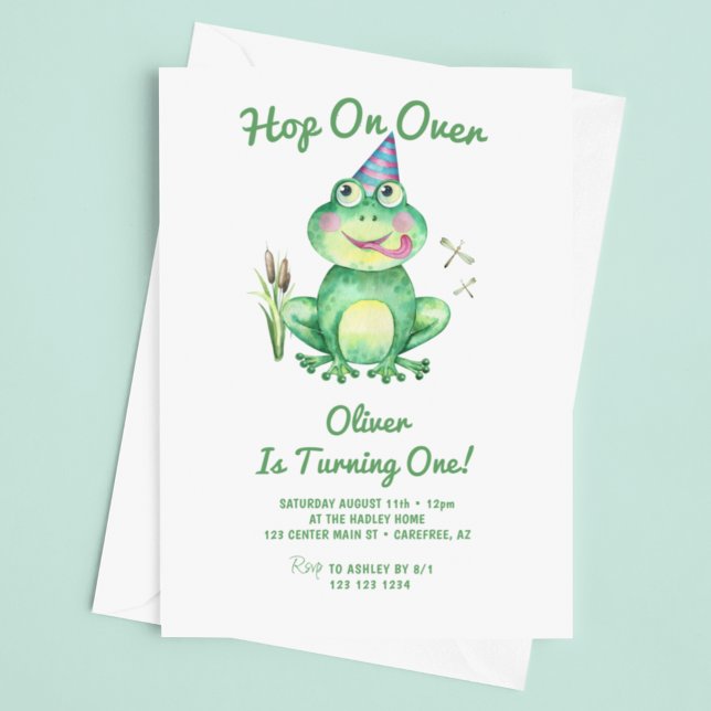 Convite Pule Sobre o aniversário de 1 ano do sapo verde (Criador carregado)