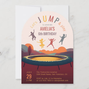 Convite Pulo e Brincadeira Menina de Aniversário Pula-Pula