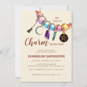 Convite Pulseira Charm Watercolor Babyshower Pagã