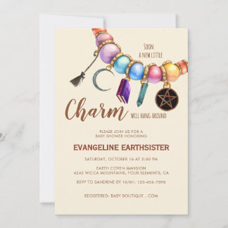 Convite Pulseira Charm Watercolor Babyshower Pagã