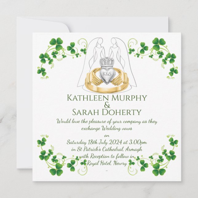 Convite Pulseira Claddagh Feminina e Trevos de 4 folhas (Frente)