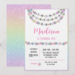 Convite Pulseira da Amizade Meninas Aniversário Era Festa