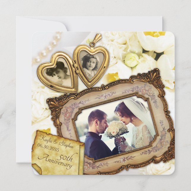 Convite Pulseira de Aniversário de 50 Anos de Casamento Go (Frente)