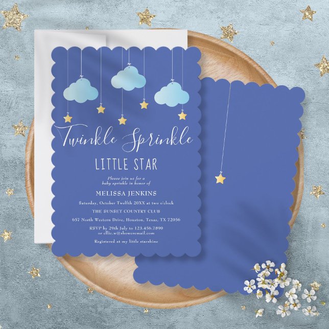 Convite Pulverizador Brilhante Pequeno Pulverizador de Sta (Twinkle Sprinkle Little Star Baby Sprinkle/Shower Invitation)