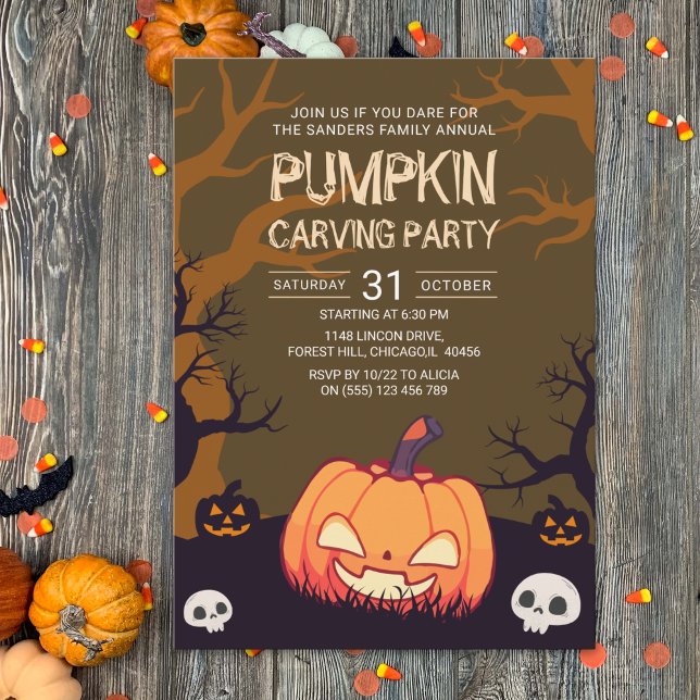 Convite Pumkin Carving Party Halloween (Criador carregado)