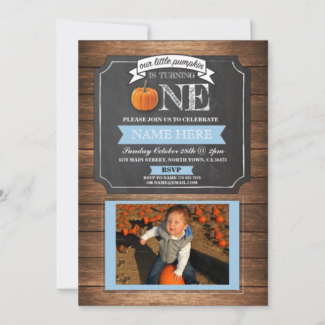 Convite Pumpkin 1 Primeira rua Uma Foto De Festa de aniver (Frente)