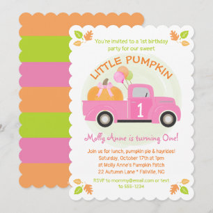 Convite Pumpkin 1 rua Pink Truck Primeiro Festa de Namorad