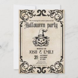 Convite Pumpkin Adulto do Partido Vintage Halloween