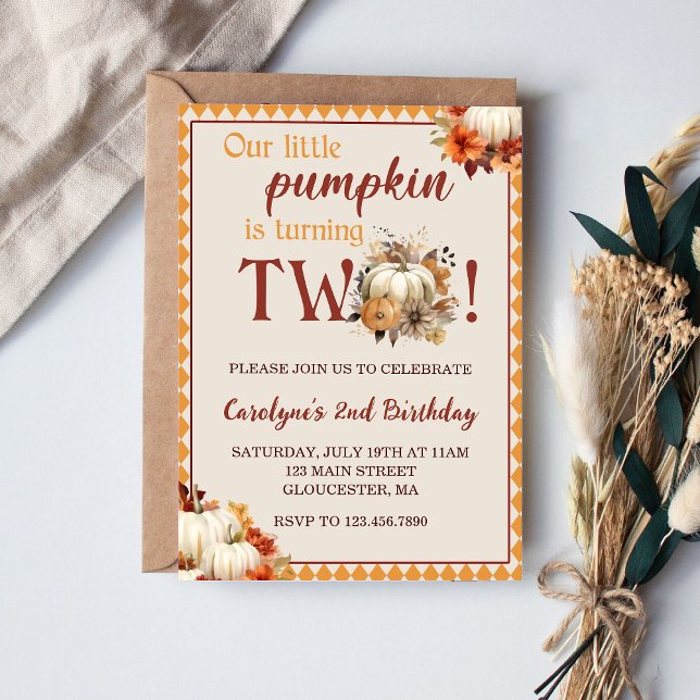 Convite Pumpkin Aniversário Nosso Pequeno Pumpkin Está Vir (Criador carregado)