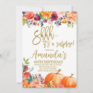 Convite Pumpkin Aniversário, Shhh é uma festa surpresa de