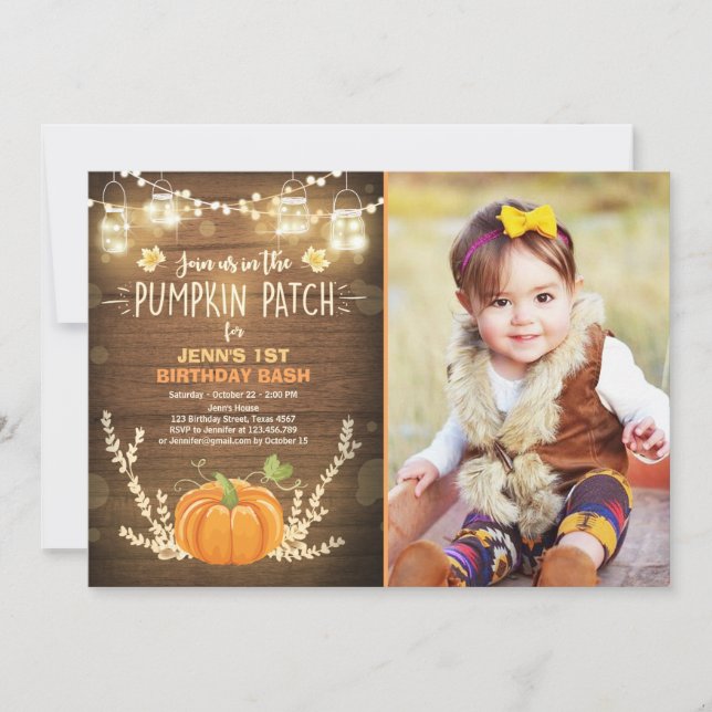 Convite Pumpkin Apelido de Aniversário Acondicionamento ou (Frente)