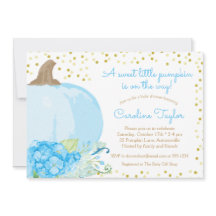 Pumpkin Aquarela Azul Queda Dourada Chá Baby Boy