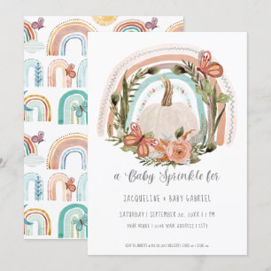 Convite Pumpkin Arco-Íris Mama Azul Escamudo Arte Flórid