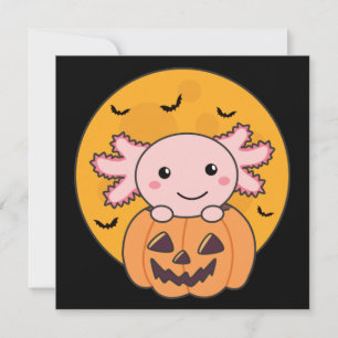 Convite Pumpkin Axolotl Amava Animais Doce Para O Hallowee