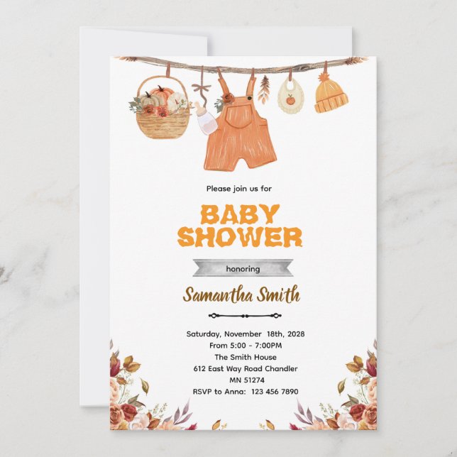 Convite Pumpkin baby shower invitation (Frente)
