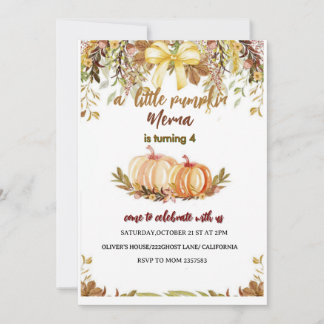 Convite pumpkin  Birthday Invitation Editable Digital Down
