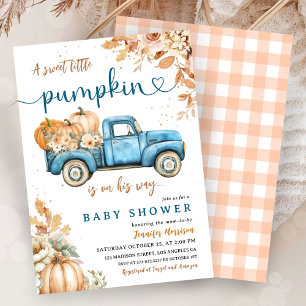 Convite Pumpkin Blue Truck Chá de fraldas Boy Little Pumpk